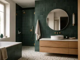 Smaragdová moderná kúpeľňa